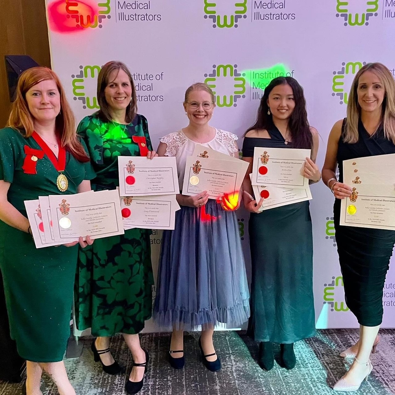 Group photo of staff members holding award certificates